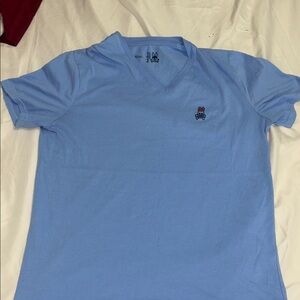 Psycho Bunny Light Blue V-Neck Tee with Embroidered Logo